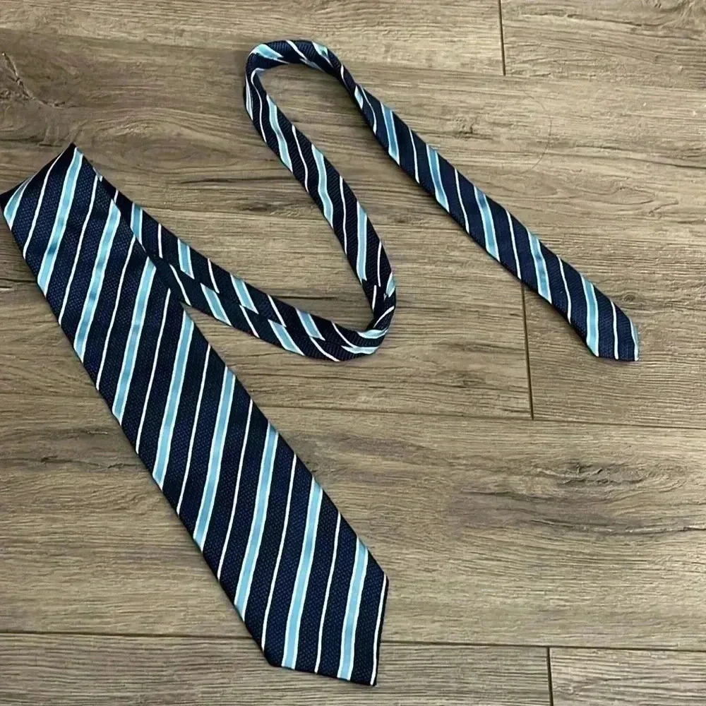 Canali Silk Blend Blue Stripes Woven Tie